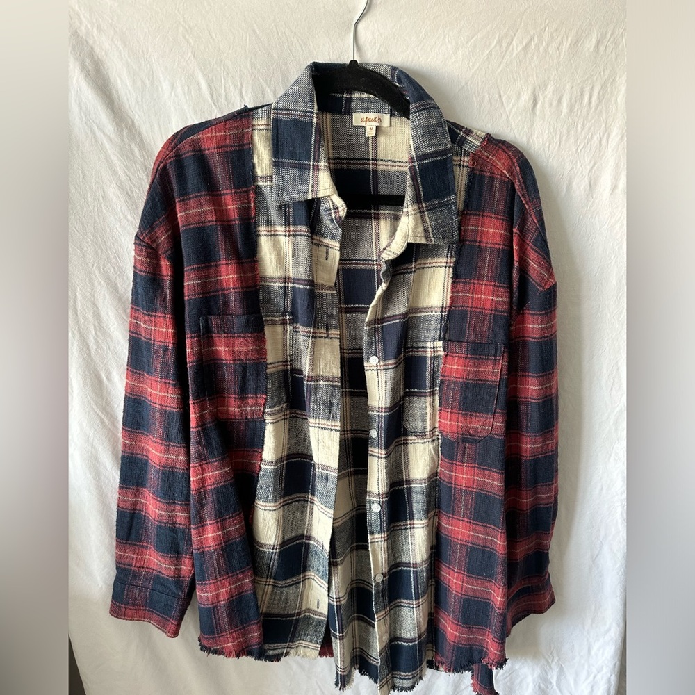 Plaid over sized shirt.